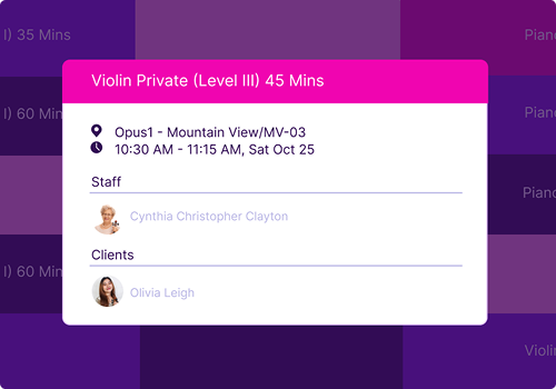 Visualization of scheduling element from Opus1 platform
